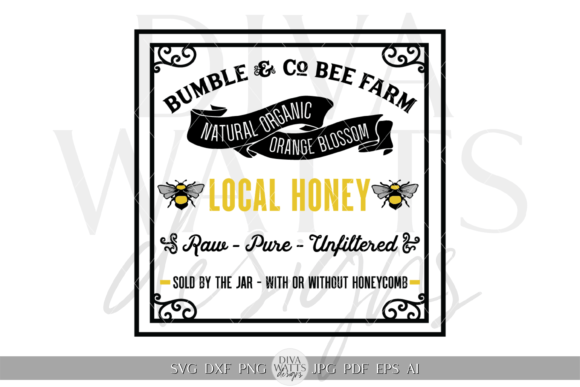 Bee Farm Local Honey Label Clipart SVG