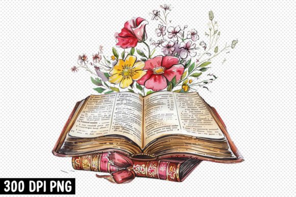 Bible Floral Books Clipart Sublimation