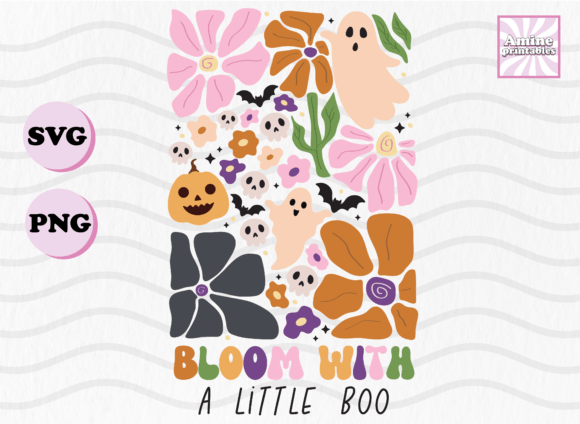 Boho Halloween Floral Ghosts Wildflowers