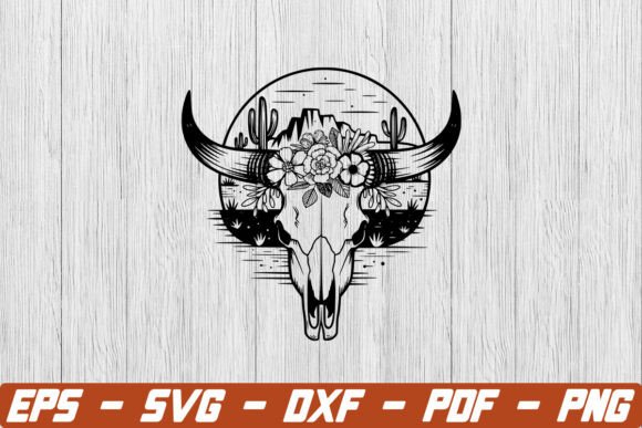 Cow Skull Cactus SVG, Cow Skull Desert
