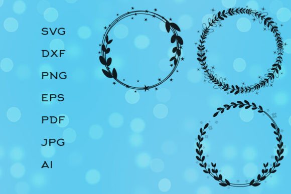 Floral Round Frame with Stars