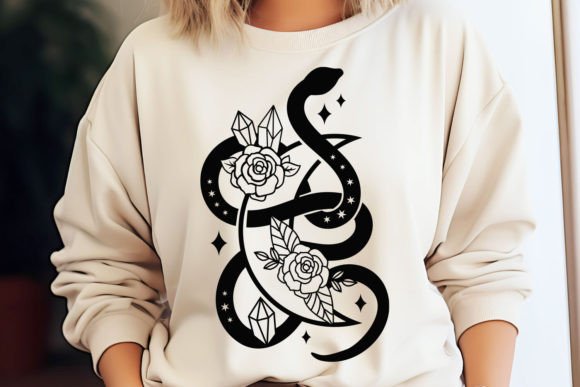 Floral Snake with Moon