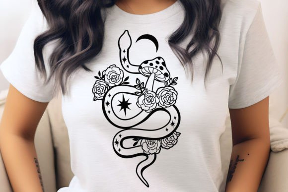 Floral Snake with Moon and Star SVG