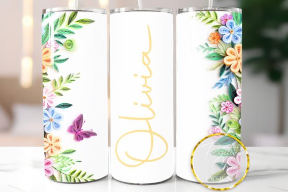 Floral Tumbler Wrap Custom Name Design