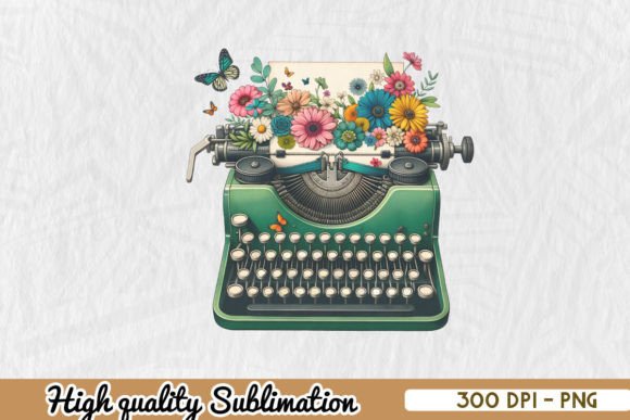 Floral Typewriter Sunshine PNG