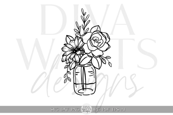 Mason Jar Arrangement Graphic SVG