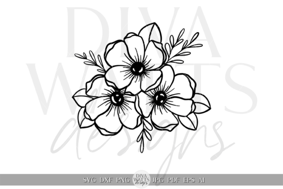Minimalist Flower Trio Design SVG