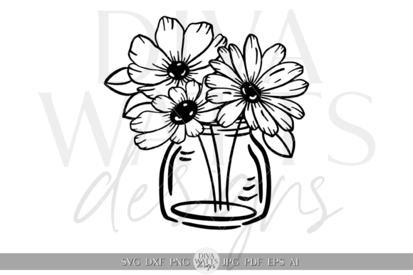 Minimalist Flowers in Vase Graphic SVG