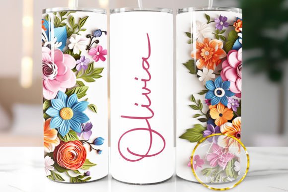 Personalized Floral Tumbler Wrap Design