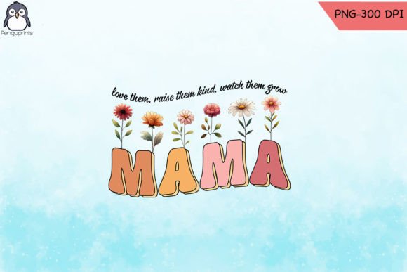Retro Groovy Mama Floral PNG
