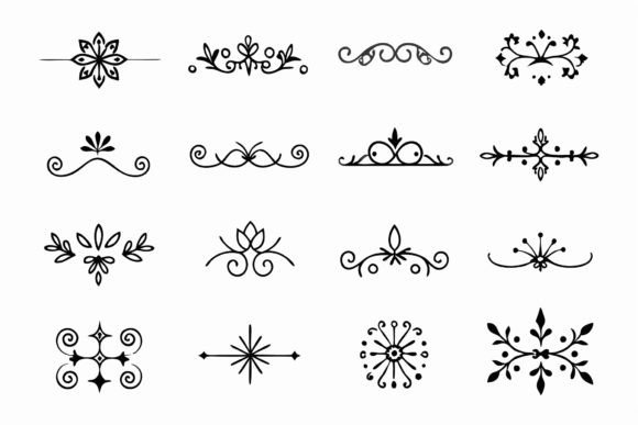 SVG Ornaments Line Art, Borders, Floral