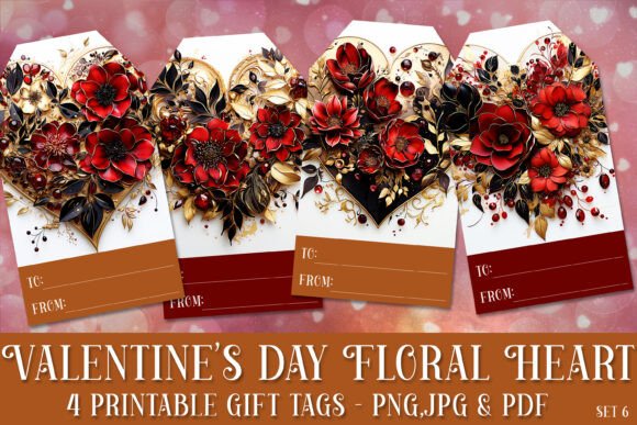 Valentine's Day Floral Heart Gift Tags 6